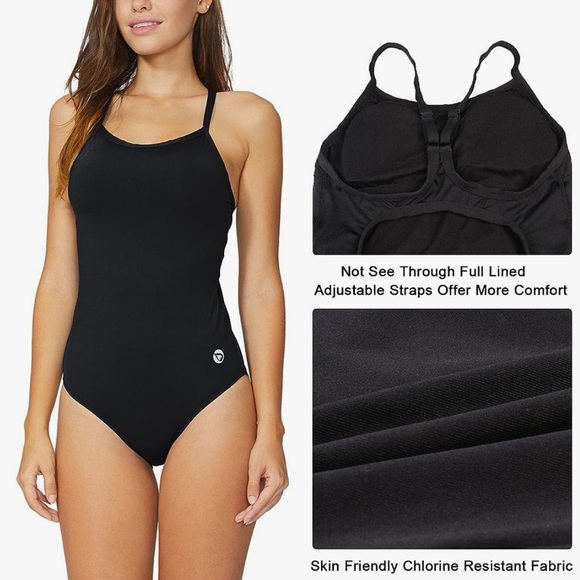 BALEAF Women's Racerback Athletic One Piece Modest Bathing Suit - Picture 5 of 13
